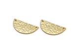 Hammered Half Moon, 2 Hammered Gold Plated Brass Semi Circle Blanks with 2 Holes (30x15x1.2mm) N0390 Q0020