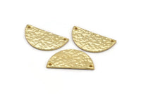 Hammered Half Moon, 2 Hammered Gold Plated Brass Semi Circle Blanks with 2 Holes (30x15x1.2mm) N0390 Q0020