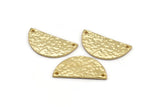 Hammered Half Moon, 2 Hammered Gold Plated Brass Semi Circle Blanks with 2 Holes (30x15x1.2mm) N0390 Q0020
