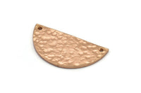 Hammered Half Moon, 4 Hammered Rose Gold Plated Brass Semi Circle Blanks with 2 Holes (30x15x1.2mm) N0390 Q0020