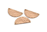 Hammered Half Moon, 4 Hammered Rose Gold Plated Brass Semi Circle Blanks with 2 Holes (30x15x1.2mm) N0390 Q0020