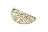Hammered Half Moon, 4 Hammered Antique Silver Plated Brass Semi Circle Blanks with 2 Holes (30x15x1.2mm) N0390 H0133