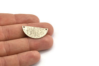 Hammered Half Moon, 4 Hammered Antique Silver Plated Brass Semi Circle Blanks with 2 Holes (30x15x1.2mm) N0390 H0133