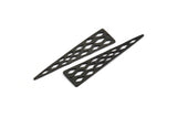 Diamond Textured Triangle, 2 Oxidized Brass Black Triangle Pendant with Diamond Shape Holes, Tribal Earring Finding (59x14x1mm) N0131 S144