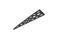 Diamond Textured Triangle, 3 Oxidized Brass Black Triangle Pendant with Rhombus Shape Holes, Tribal Earring Finding (59x14x1mm) N0131 S144