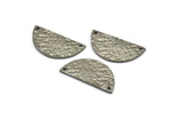 Hammered Half Moon, 2 Hammered Black Plated Brass Semi Circle Blanks with 2 Holes (30x15x1.2mm) N0390 S832