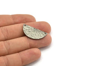 Hammered Half Moon, 2 Hammered Black Plated Brass Semi Circle Blanks with 2 Holes (30x15x1.2mm) N0390 S832