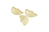 Semi Circle Charm, 24 Raw Brass Semi Circle Charms With 1 Loop, Pendant Charms (14x24x0.60mm) A4278