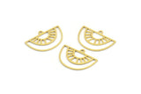 Semi Circle Charm, 24 Raw Brass Semi Circle Charms With 1 Loop, Pendant Charms (16x23x0.60mm) A4289