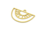 Semi Circle Charm, 24 Raw Brass Semi Circle Charms With 1 Loop, Pendant Charms (16x23x0.60mm) A4289