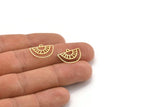 Semi Circle Charm, 50 Raw Brass Semi Circle Charms With 1 Loop, Pendant Charms (12.5x18x0.60mm) A4292