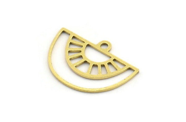 Semi Circle Charm, 50 Raw Brass Semi Circle Charms With 1 Loop, Pendant Charms (12.5x18x0.60mm) A4292