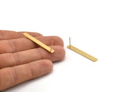 Gold Rectangle Earring, 4 Gold Plated Brass Rectangle Stud Earrings (40x5x0.80mm) A1473 A1815