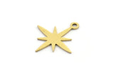Brass Pole Star Charm, 50 Raw Brass, Brass Charms, Brass Pole Star Charms With 1 Loop (17x15x0.60mm) A4109