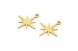 Brass Pole Star Charm, 50 Raw Brass, Brass Charms, Brass Pole Star Charms With 1 Loop (17x15x0.60mm) A4109