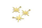 Brass Pole Star Charm, 50 Raw Brass, Brass Charms, Brass Pole Star Charms With 1 Loop (17x15x0.60mm) A4109