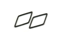 Black Diamond Earring Finding, 100 Oxidized Brass Black Diamond Rhomb Rings, Findings (13x23mm) Bs 1128 S457