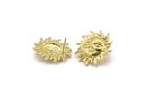 Brass Sun Earring, 2 Raw Brass Sun Stud Earrings, Findings (26x26mm) N2137