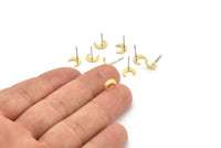 Brass Moon Earring, 12 Raw Brass Crescent Moon Shaped Stud Earrings (7x2.5x0.80mm) A4103