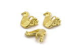 Brass Bird Charm, 4 Raw Brass Chicken Charms With 1 Loop, Pendants, Earring Findings (11.5x16mm) N2114