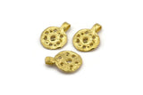 Brass Round Charm, 4 Raw Brass Round Charms With 1 Loop, Pendants, Earring Findings (20x15x2mm) N2129