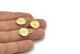 Brass Round Charm, 4 Raw Brass Round Charms With 1 Loop, Pendants, Earring Findings (21x13.5x2mm) N2132