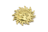 Brass Sun Charm, Raw Brass Sun Shaped Charm With 1 Loop (52x51mm) N2143