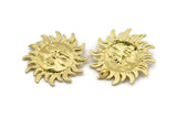 Brass Sun Charm, Raw Brass Sun Shaped Charm With 1 Loop (52x51mm) N2143