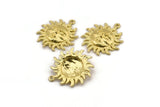 Brass Sun Charm, 2 Raw Brass Sun Shaped Charms With 1 Loop (29x25mm) N2136