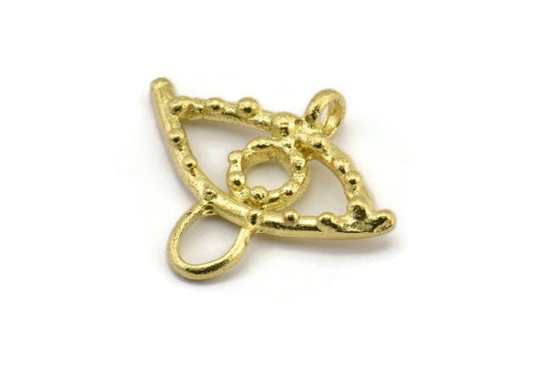 Brass Eye Charm, Raw Brass Eye Shaped Charms With 1 Loop, Pendants, Earring Findings (27x32x3.5mm) N2141