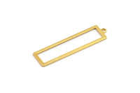 Gold Rectangle Charm, 6 Gold Plated Brass Rectangle Charms With 1 Loop Earrings, Findings (38x10x0.80mm) D1051 Q0901