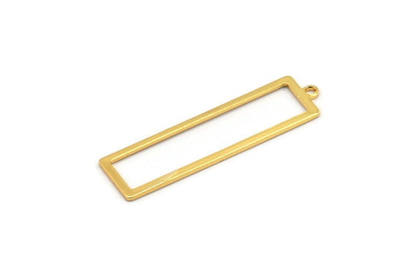 Gold Rectangle Charm, 6 Gold Plated Brass Rectangle Charms With 1 Loop Earrings, Findings (38x10x0.80mm) D1051 Q0901