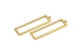 Gold Rectangle Charm, 6 Gold Plated Brass Rectangle Charms With 1 Loop Earrings, Findings (38x10x0.80mm) D1051 Q0901