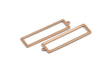 Rose Gold Rectangle Charm, 6 Rose Gold Plated Brass Rectangle Charms With 1 Loop Earrings, Findings (38x10x0.80mm) D1051 Q0901