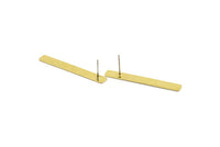 Brass Rectangle Earring, 8 Raw Brass Rectangle Stud Earrings (40x5x0.80mm) A1473 A1815