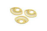 Brass Marquise Charm, 12 Raw Brass Sun Patterned Marquise Shaped Charms (19.5x14.5x0.60mm) A4319