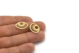Brass Marquise Charm, 12 Raw Brass Sun Patterned Marquise Shaped Charms (19.5x14.5x0.60mm) A4319