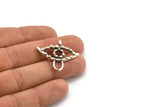 Silver Eye Charm, Antique Silver Plated Brass Eye Shaped Charm With 1 Loop, Pendants, Earring Findings (27x32x3.5mm) N2141
