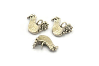 Silver Bird Charm, 4 Antique Silver Plated Brass Chicken Charms With 1 Loop, Pendants, Earring Findings (11.5x16mm) N2114