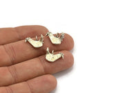 Silver Bird Charm, 4 Antique Silver Plated Brass Chicken Charms With 1 Loop, Pendants, Earring Findings (11.5x16mm) N2114