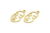 Brass Face Charm, 24 Raw Brass Face Charms With 1 Loop, Pendants, Earrings, Findings (20x10x0.60mm) D0635