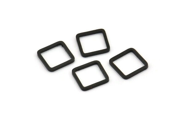 Geometric Black Pendant, 24 Oxidized Black Brass Square Connectors (8x0.80mm) Bs-1115