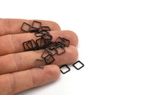 Geometric Black Pendant, 24 Oxidized Black Brass Square Connectors (8x0.80mm) Bs-1115