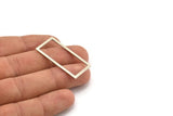 Silver Rectangle Ring, 6 Antique Silver Plated Brass Open Rectangle Connectors (38x18x1x2mm) A4122