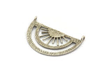 Silver Sun Pendant, 2 Antique Silver Plated Brass Sunshine Pendant With 2 Loops (37x21x0.80mm) N0970 H1077