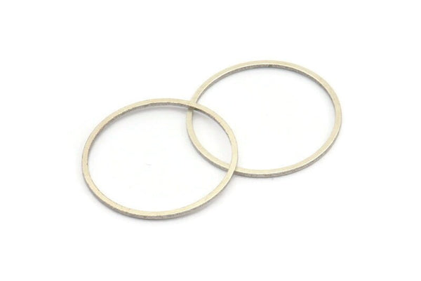 Antik Gümüş Kaplamalı Daire Konnektörler, 12 Antik Gümüş Kaplamalı Pirinç Daire Konnektör (25 mm) Bs-1108 H0008
