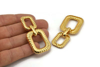 Earring Studs, 2 Gold Plated Brass - Irregular Shaped Stud Earrings - Gold Earrings - Earrings (61x28x3mm) N2148