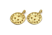 Gold Round Charm, Gold Plated Brass Round Charm With 1 Loop, Pendants, Earring Findings (31x24x1.5mm) N2138