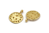 Gold Round Charm, Gold Plated Brass Round Charm With 1 Loop, Pendants, Earring Findings (31x24x1.5mm) N2138
