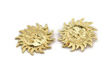 Gold Sun Charm, Gold Plated Brass Sun Shaped Charm With 1 Loop (52x51mm) N2143